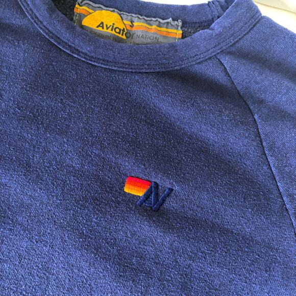 AVIATOR NATION Rainbow Stripes Sweatshirt in Navy Size S - Picture 10 of 13